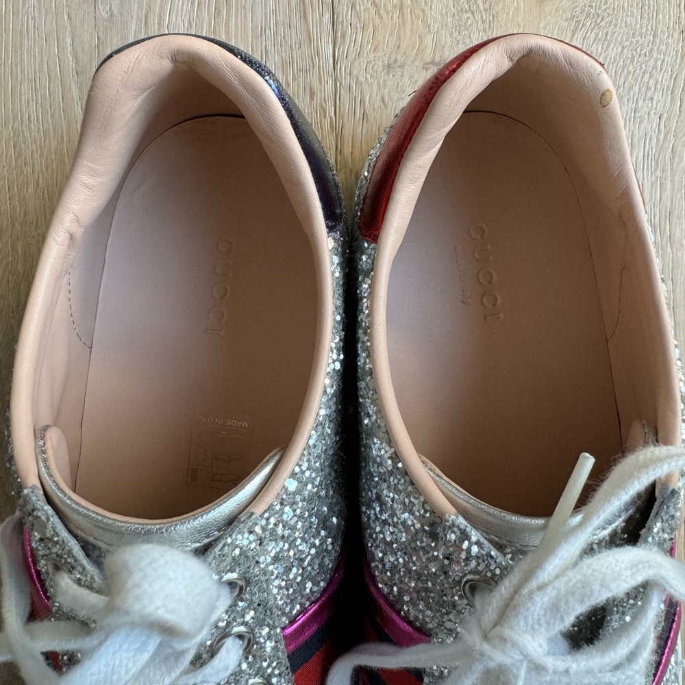 Gucci Ace Silver Glitter Sneakers ✨ EU 38.5 - Picture 3 of 7